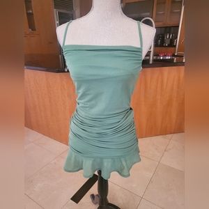 Fashion Nova Green Ruched Dress